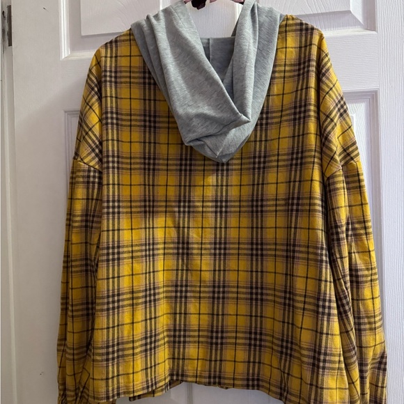 Old Navy Yellow Plaid Hoodie Jacket - Picture 2 of 3